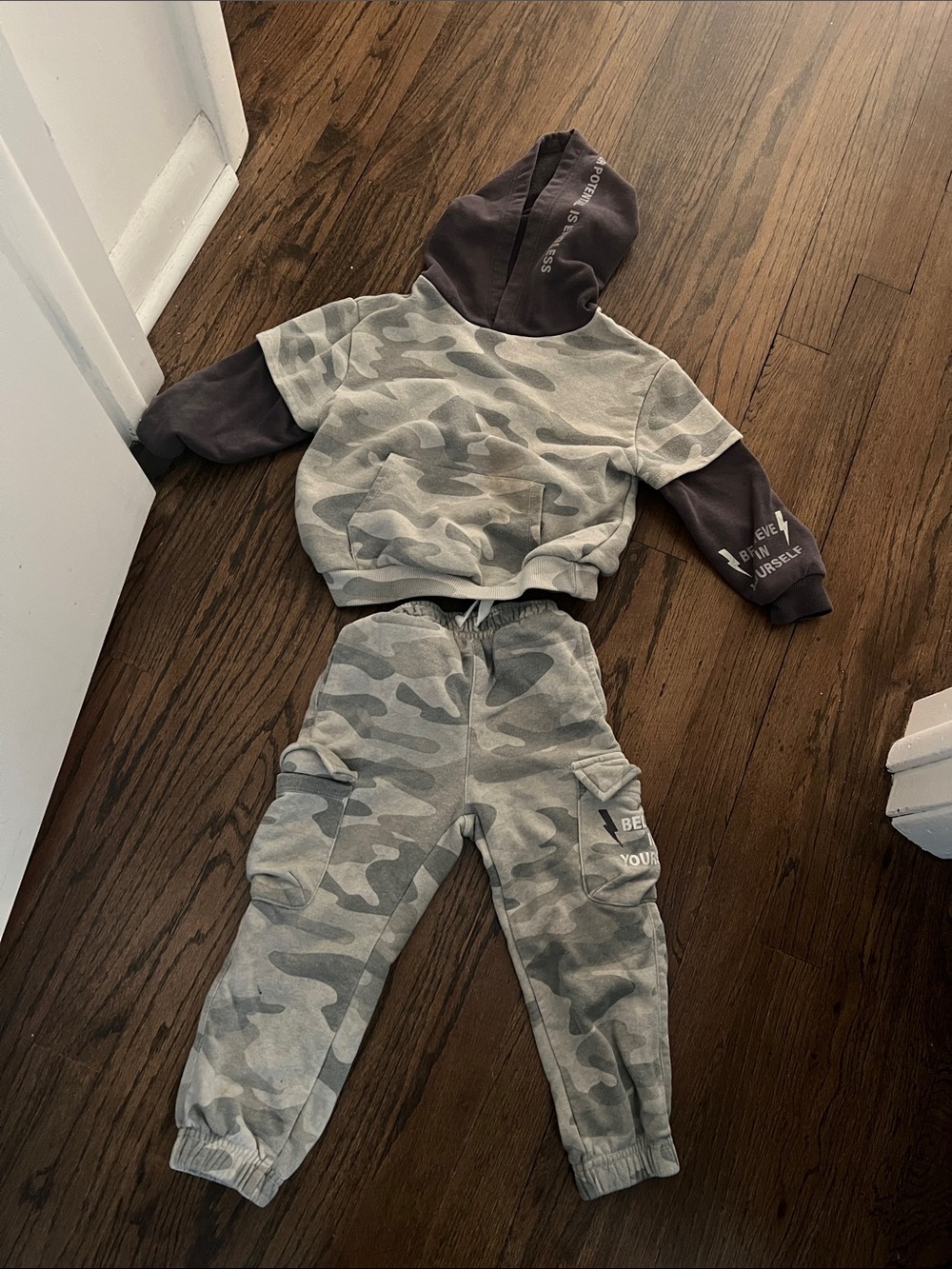 Kids Gray Camo Jogger Sweatpants - Cozy Cargo Style